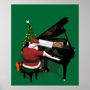 Santa Claus Piano Poster