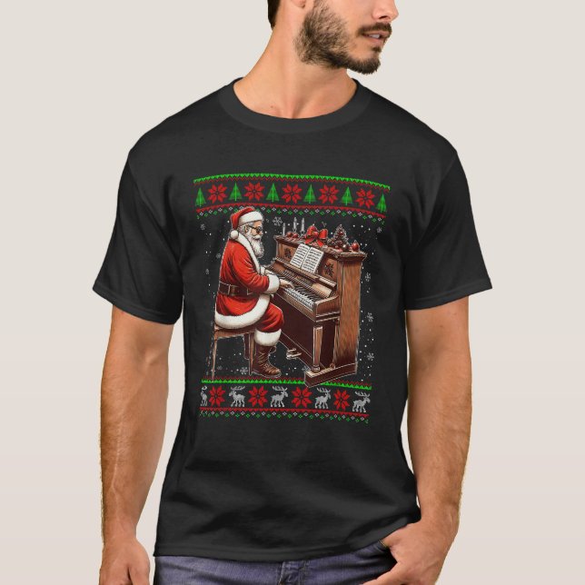 Santa Claus Piano Ugge Weihnachtskraut X T-Shirt (Vorderseite)