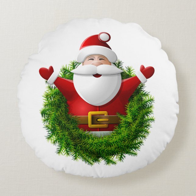 Santa Claus Pillow Cover  Rundes Kissen (Vorderseite)