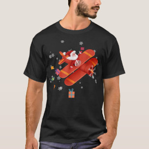 Santa Claus Pilot Flying Airplane Frohe Weihnachte T-Shirt