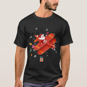 Santa Claus Pilot Flying Airplane Frohe Weihnachte T-Shirt