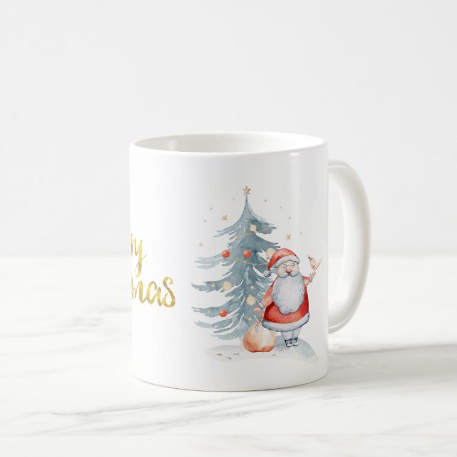 Santa Claus Pine Tree Weihnachten Kaffeetasse (VorderseiteRechts)