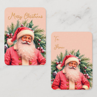 Santa Claus Pink Artsy Gift Tag Idea