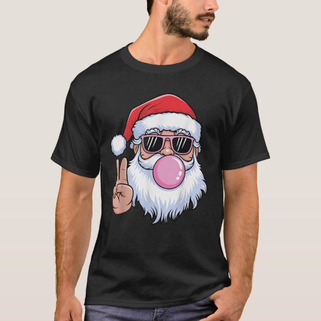 Santa Claus Pink Glasses Bubblegum T-Shirt (Vorderseite)