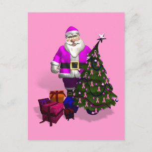 Santa Claus Pink Ribbons Feiertagspostkarte
