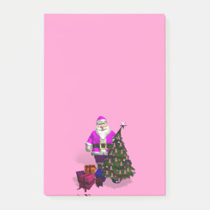 Santa Claus Pink Ribbons Post-it Klebezettel