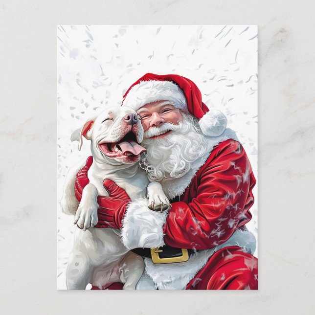 Santa Claus & Pitbull Puppy Dog Postkarte (Vorderseite)
