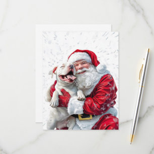 Santa Claus & Pitbull Puppy Dog RSVP Karte