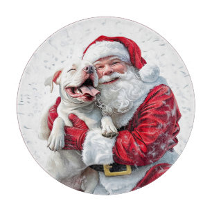 Santa Claus & Pitbull Puppy Dog Schneidebrett