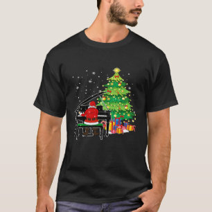 Santa Claus Play Piano Nähe Weihnachtsbaum Funny T-Shirt