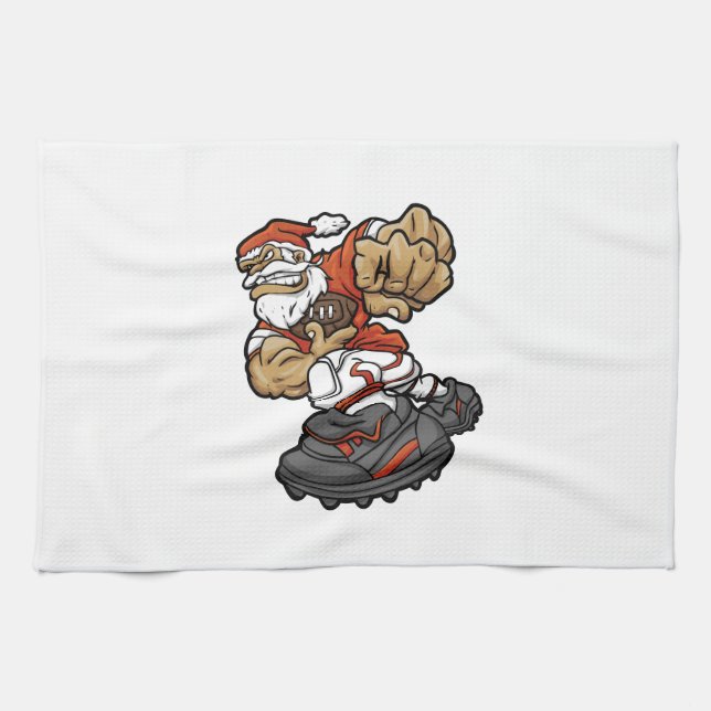 Santa Claus Playing Football Geschirrtuch (Horizontal)