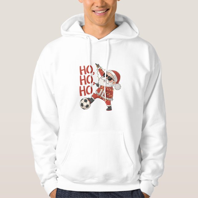 Santa Claus playing soccer with Christmas lights Hoodie (Vorderseite)