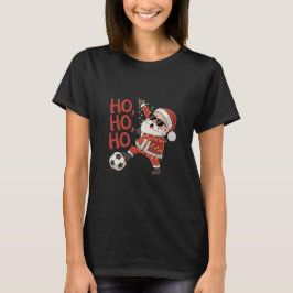 Santa Claus playing soccer with Christmas lights T-Shirt