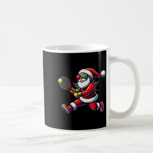Santa Claus Playing Tennis Game Tennis Racket Chri Kaffeetasse (Rechts)