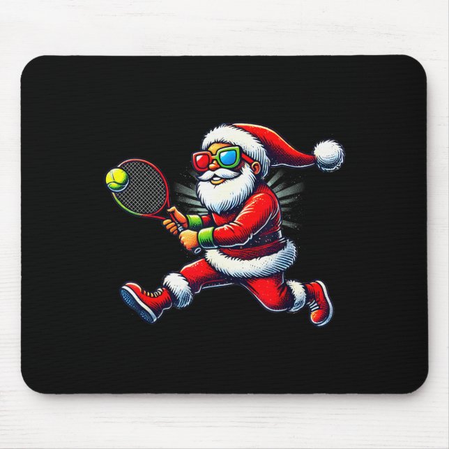 Santa Claus Playing Tennis Game Tennis Racket Chri Mousepad (Vorne)