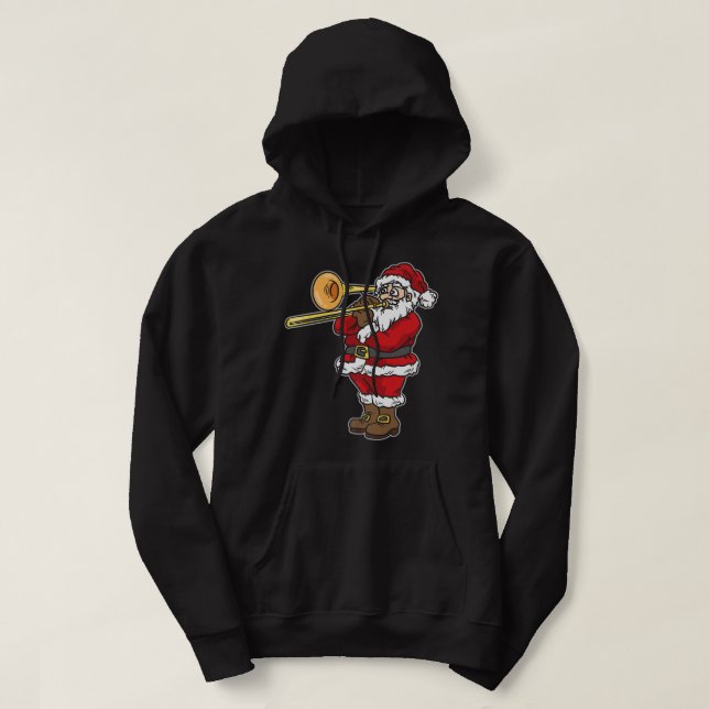 Santa Claus playing Trombone for Christmas Premium Hoodie (Design vorne)