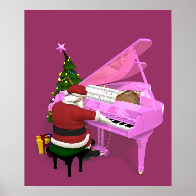 Santa Claus Plays Pink Piano Poster (Vorne)