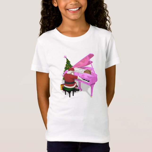 Santa Claus Plays Pink Piano T-Shirt (Vorderseite)