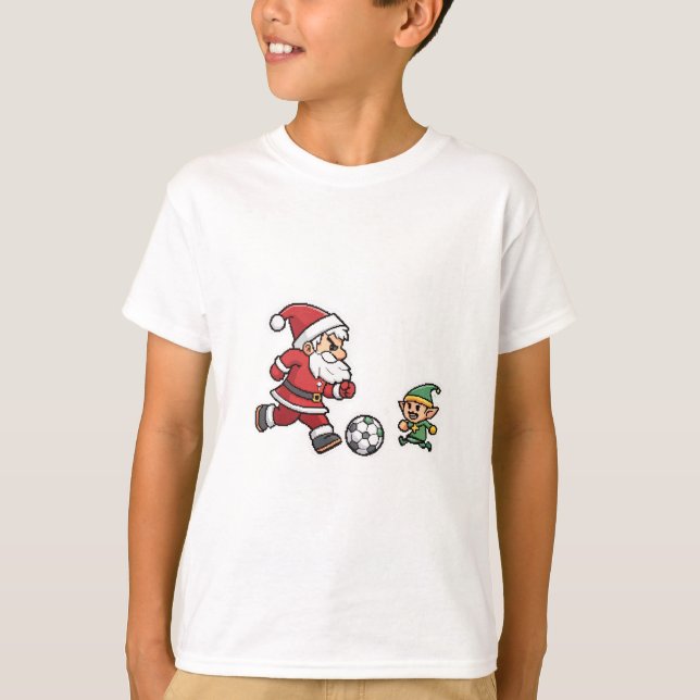 Santa Claus Plays soccer with a Naughty Goblin T-Shirt (Vorderseite)