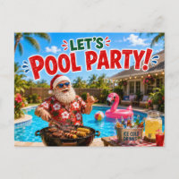 Santa Claus Pool-Weihnachtsfeier-Einladung
