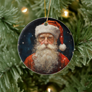 Santa Claus Portrait Van Gogh Style Keramik Ornament