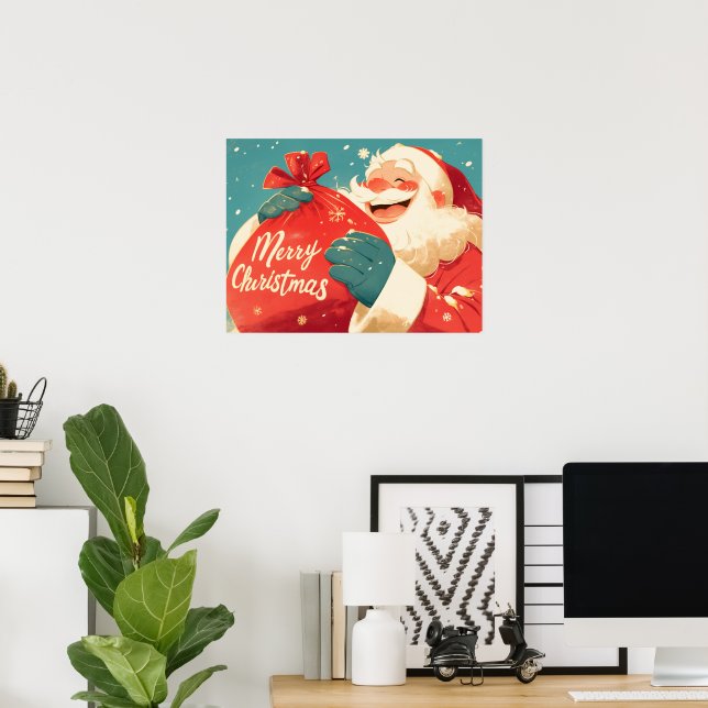 Santa Claus Preparing Christmas Gifts Poster (Heimbüro)