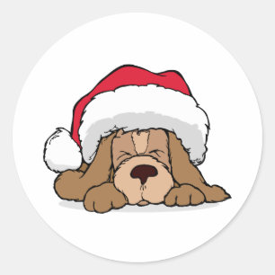 Santa Claus Puppy Runder Aufkleber