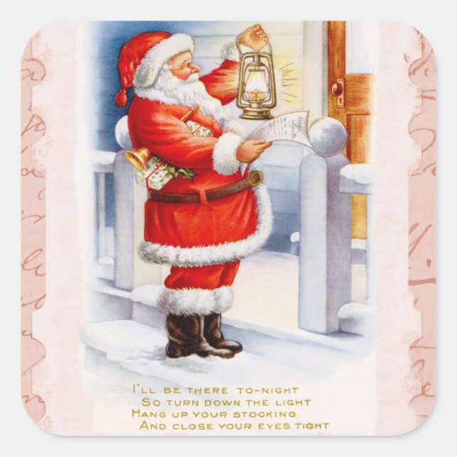 Santa Claus Quadratischer Aufkleber (Vorderseite)