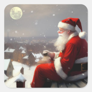 Santa Claus Quadratischer Aufkleber