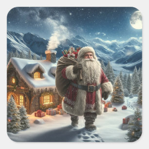 Santa Claus Quadratischer Aufkleber