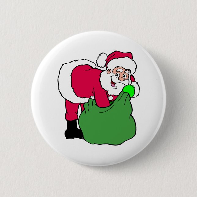 Santa Claus Reaches Into Pack Button (Vorderseite)