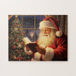 Santa Claus Reading am Weihnachtsbaum Puzzle