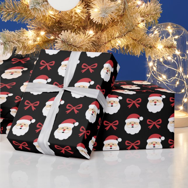 Santa Claus & Red Bow Festival einzigartig Geschenkpapier (Feiertage)