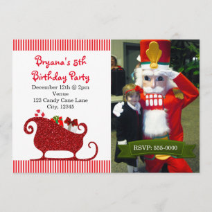 Santa Claus Red Sleigh Weihnachts-Party-Karte Einladung