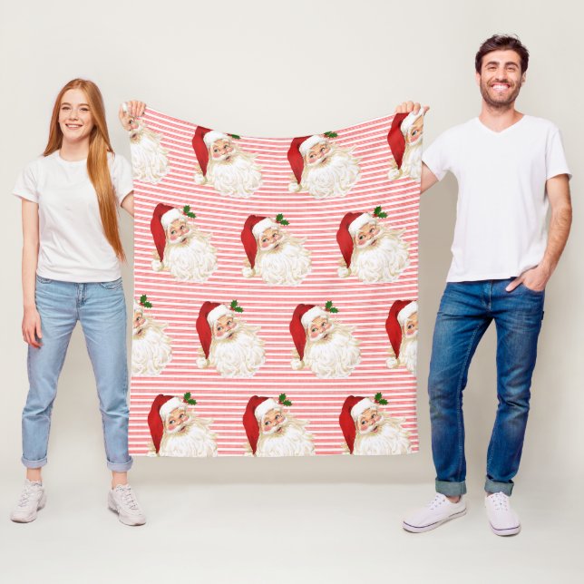 Santa Claus Red White Stripe Fleece Blanket (Beispiel)