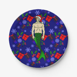 santa claus redhead merman hässliche Weihnachtsges Pappteller