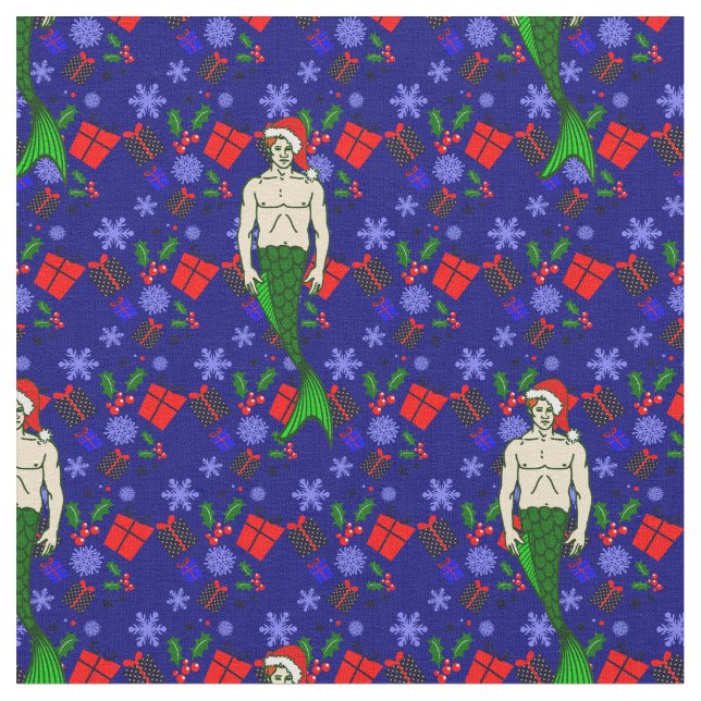 santa claus redhead merman hässliche Weihnachtsges Stoff (Nahaufnahme)