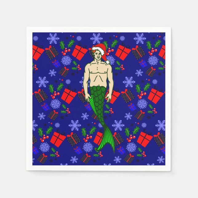 santa claus redhead merman ugly xmas mermaid gifts serviette (Vorderseite)