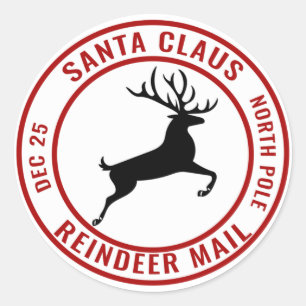 Santa Claus Reindeer Mail Nordpol Runder Aufkleber