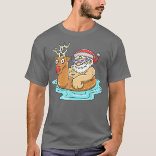 Santa Claus Reindeer Pool Schwimmbad Sommerspass C T-Shirt