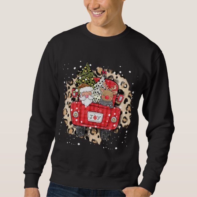 Santa Claus Reindeer Red Truck Weihnachtsschnee Le Sweatshirt (Vorderseite)