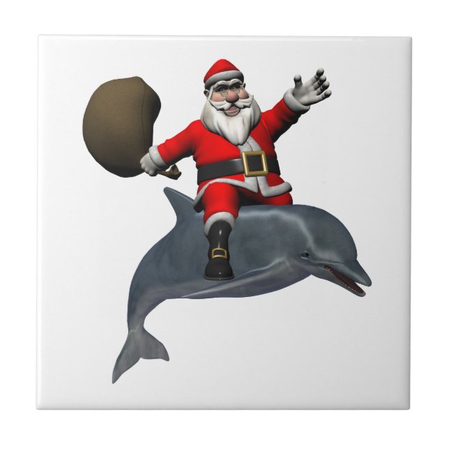 Santa Claus Reiten auf dem Dolphin Fliese (Vorderseite)