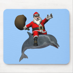 Santa Claus Reiten auf dem Dolphin Mousepad