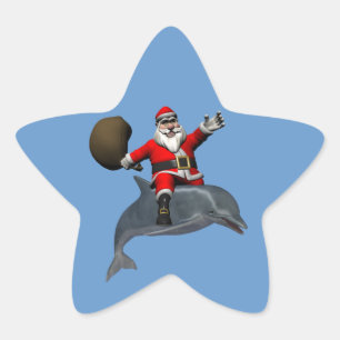 Santa Claus Reiten auf dem Dolphin Stern-Aufkleber