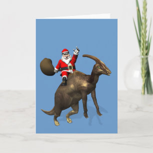 Santa Claus reiten auf Dinosaur Feiertagskarte