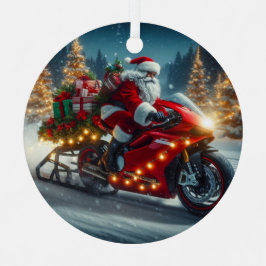 Santa Claus Reiten auf einem Ducati Motorrad Schli Ornament Aus Metall