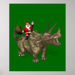 Santa Claus reiten auf Triceratops Poster