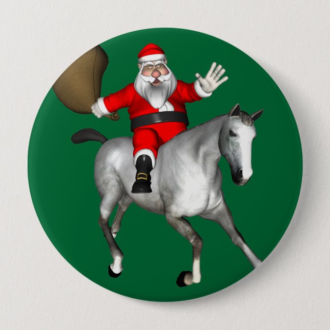 Santa Claus Reiten Button (Vorderseite)