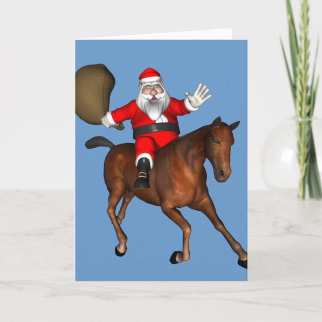 Santa Claus Reiten Feiertagskarte (Vorderseite)