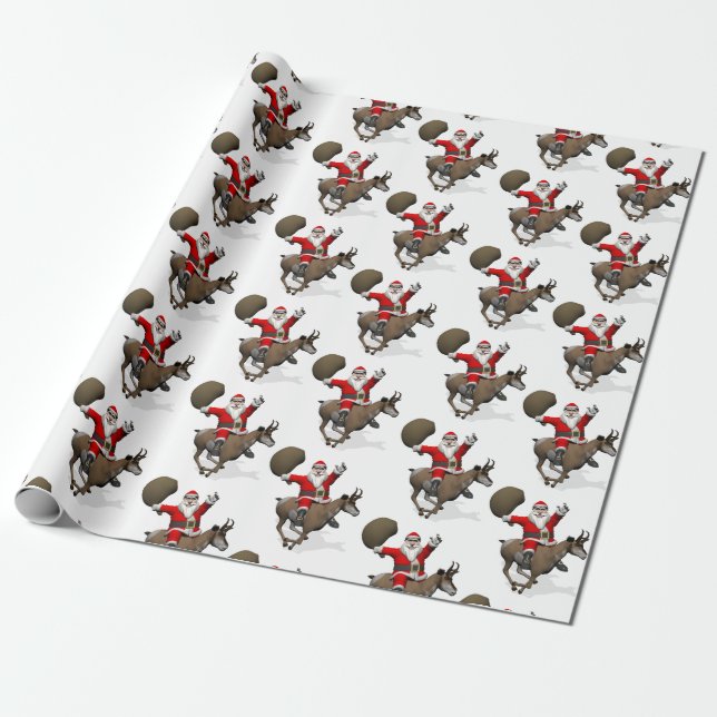 Santa Claus Reiten Geschenkpapier (Ungerollt)